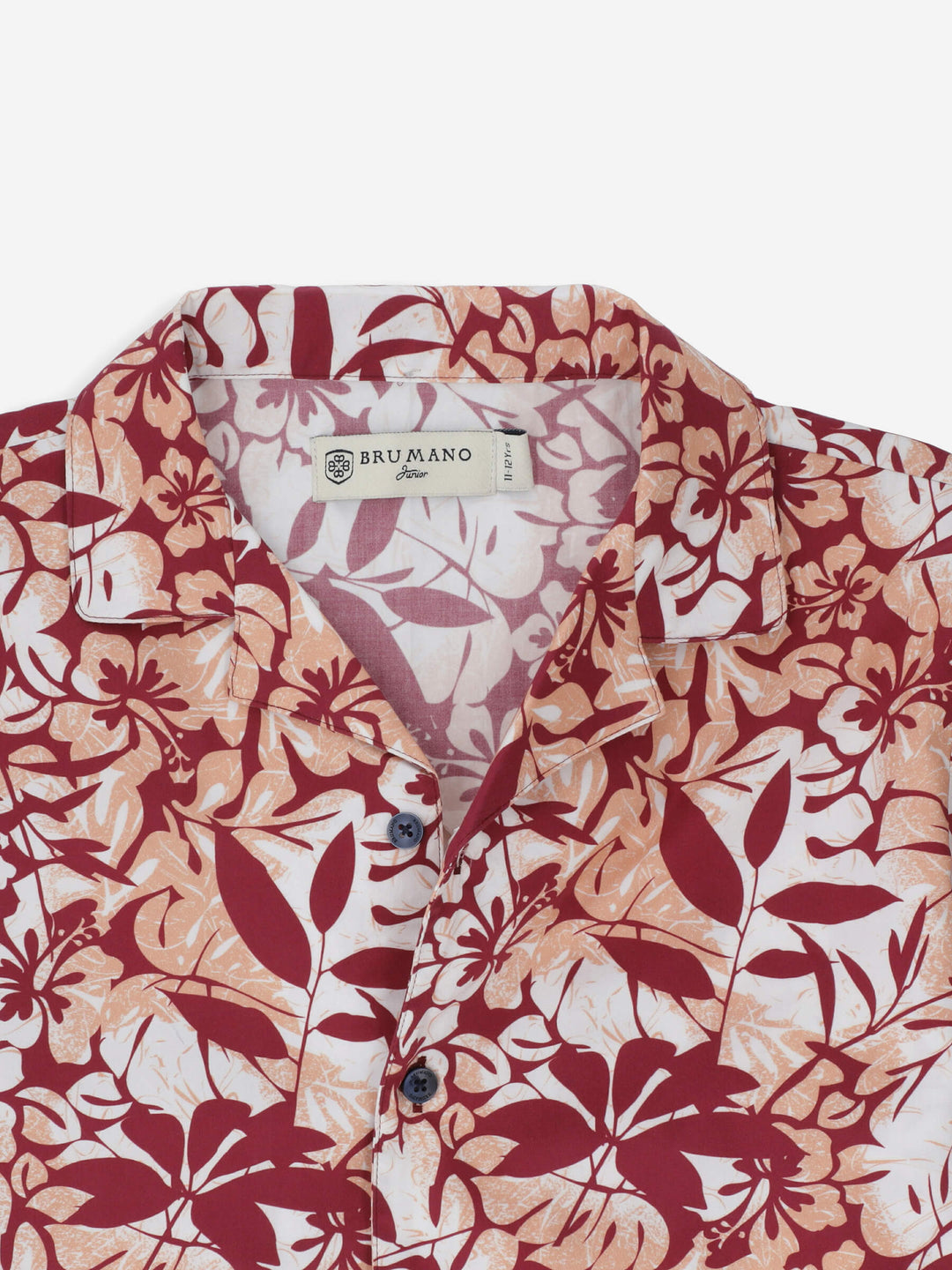 Peach Floral Printed Cuban Collar Half Sleeve Casual Shirt