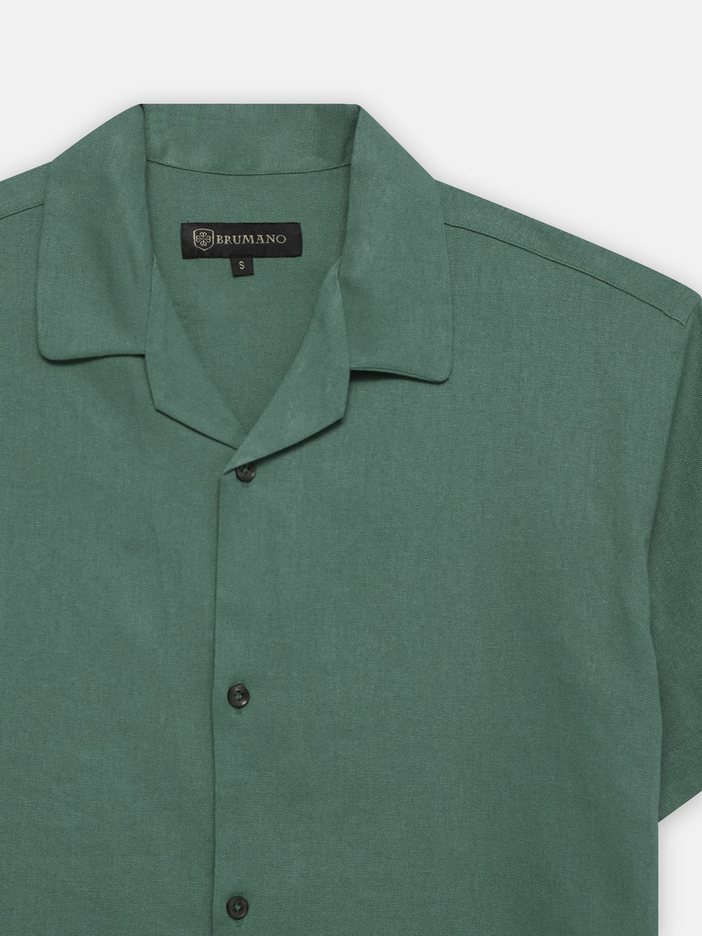 Pine green linen half sleeve cuban collar shirt