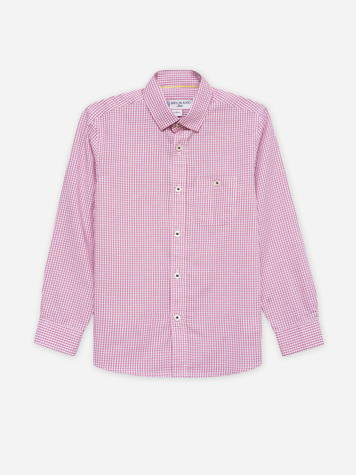 Pink Gingham Checkered Casual Shirt - Junior