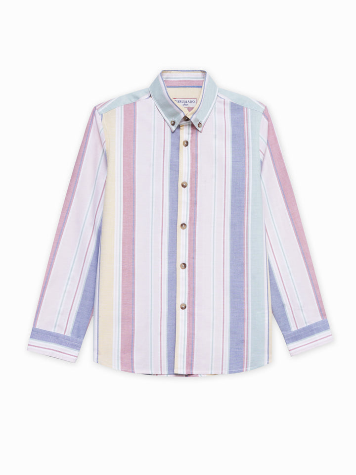 Pink Multicolor Striped Oxford Shirt - Junior