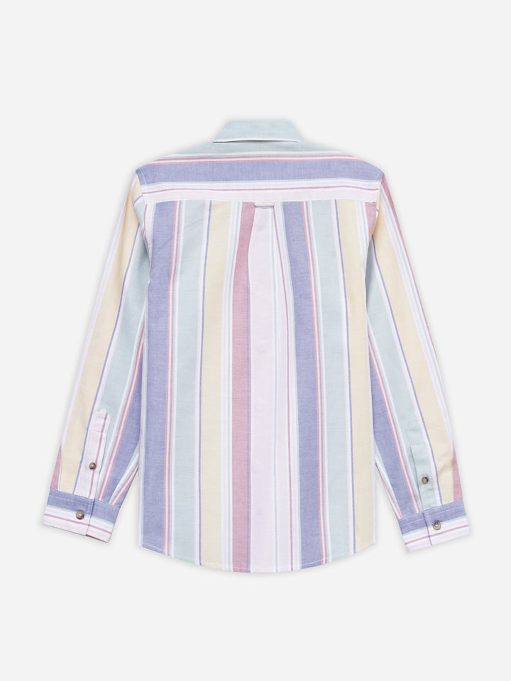 Pink Multicolor Striped Oxford Shirt - Junior