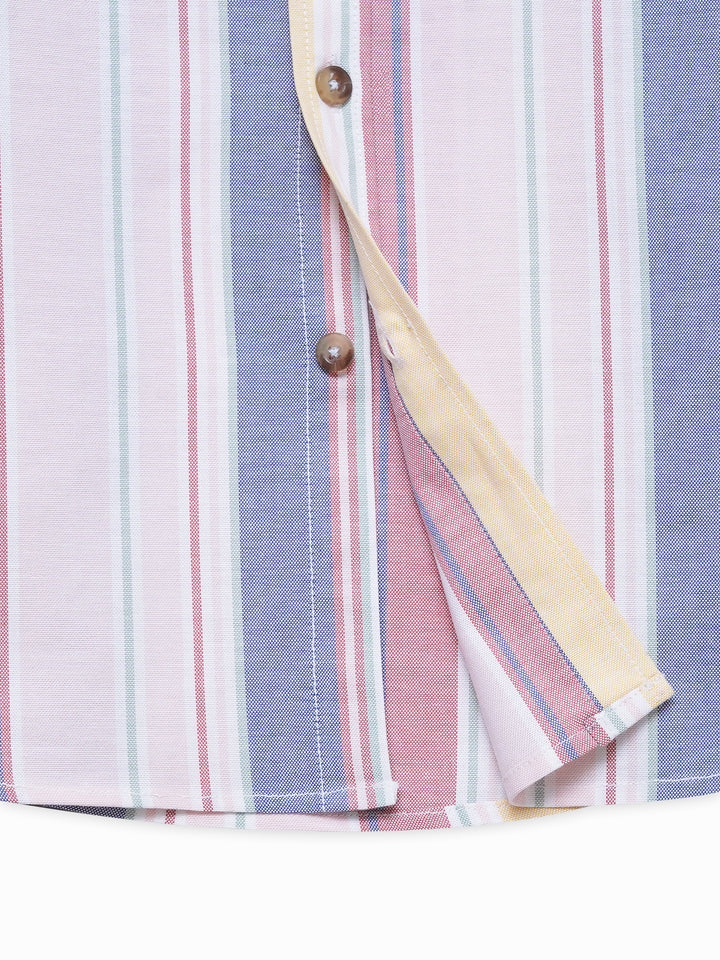 Pink Multicolor Striped Oxford Shirt - Junior