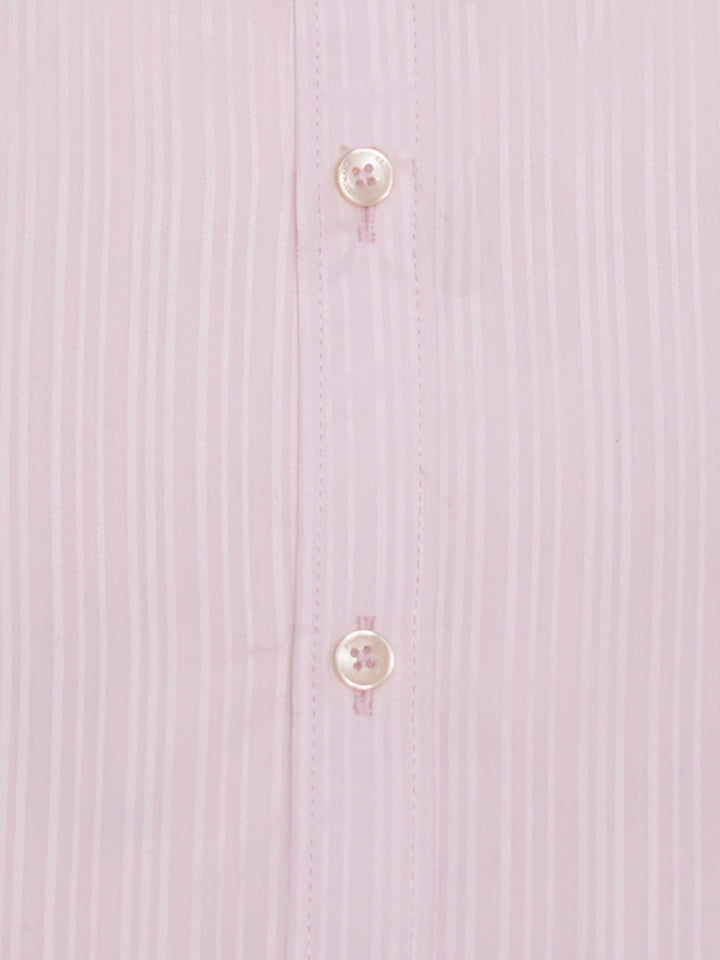 Pink Self Striped Formal Shirt detail