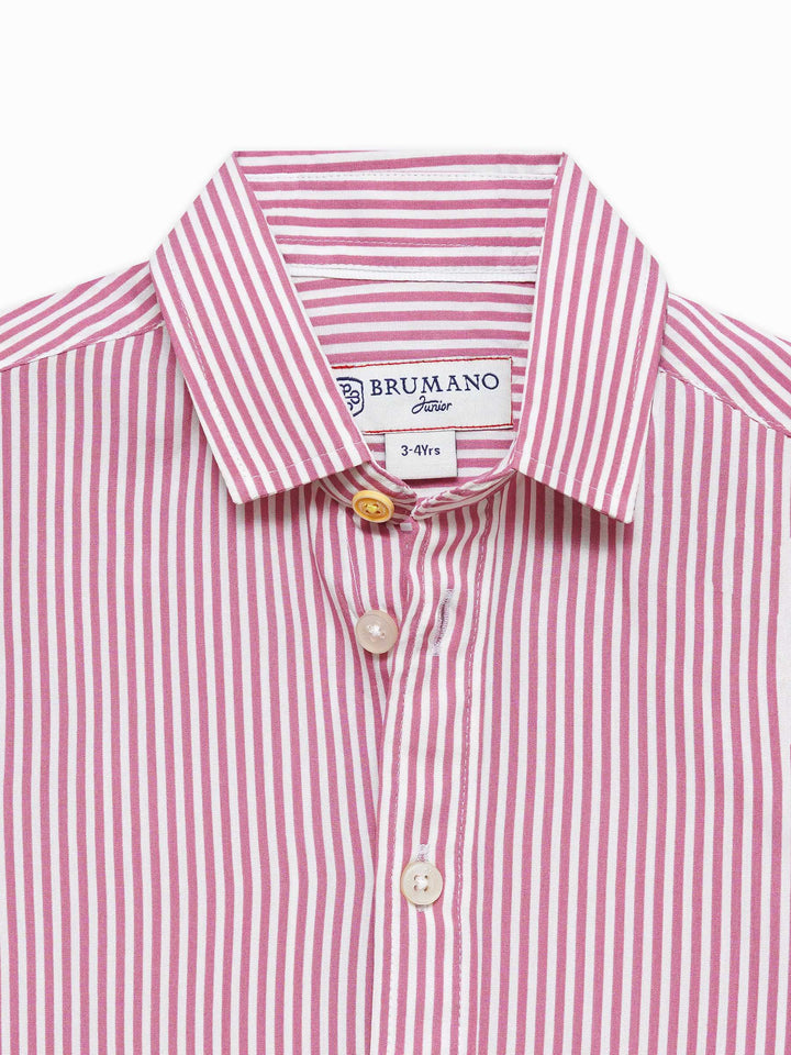 Pink & White Striped Half Sleeve Casual Shirt - Junior