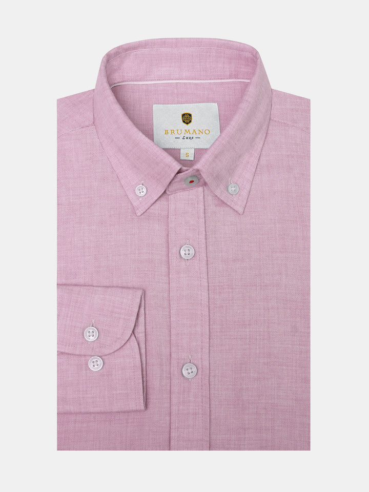 Pink Wool Blended Button Down Shirt - Luxe