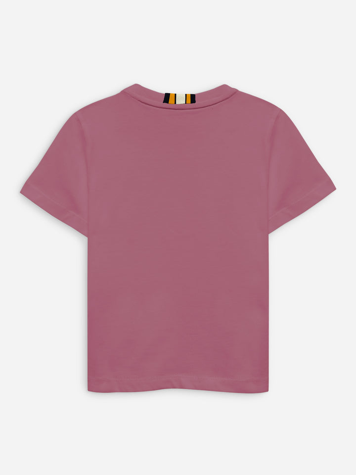 Pink 100% Cotton Casual Tee With Detailing