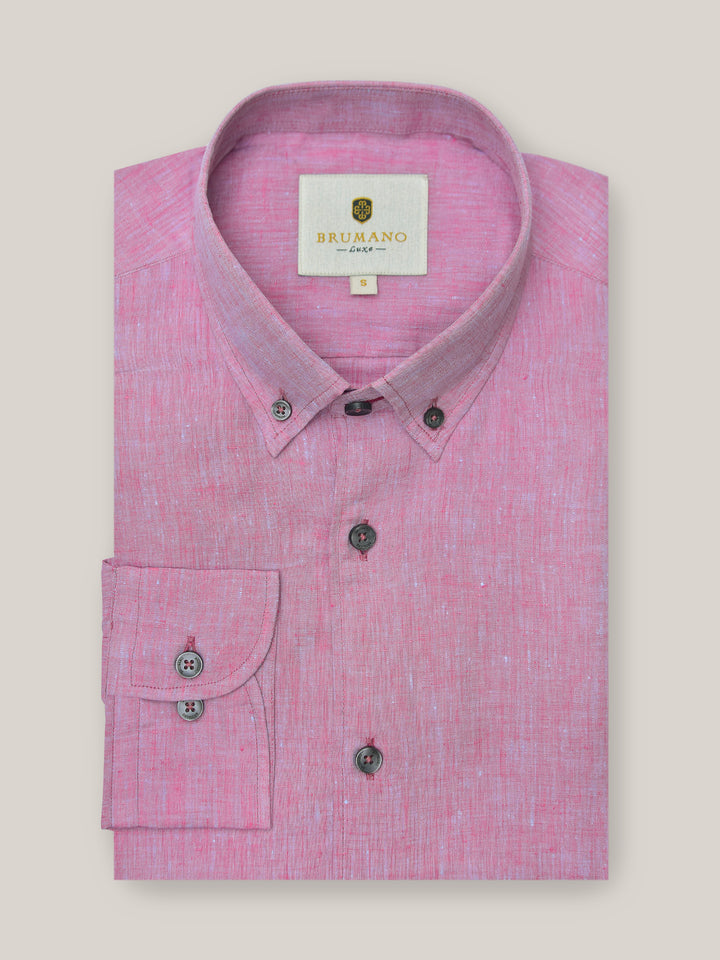 Pink 100% Linen Button Down Shirt Bumano Pakistan