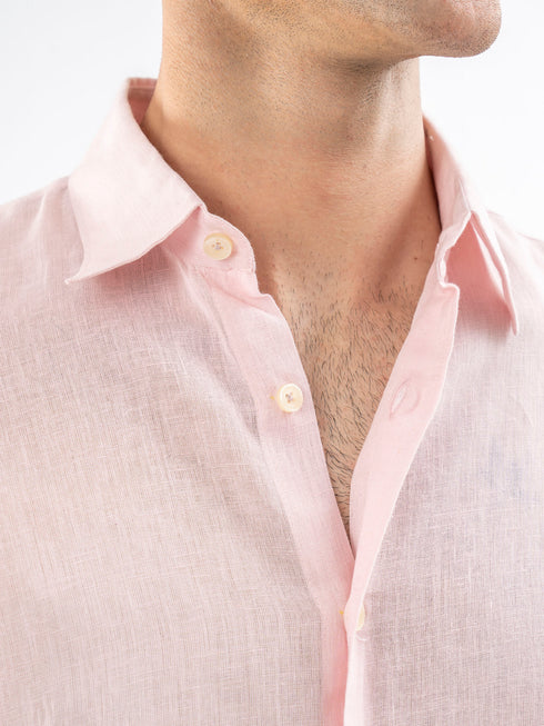 Pink Airy Linen Blended Shirt