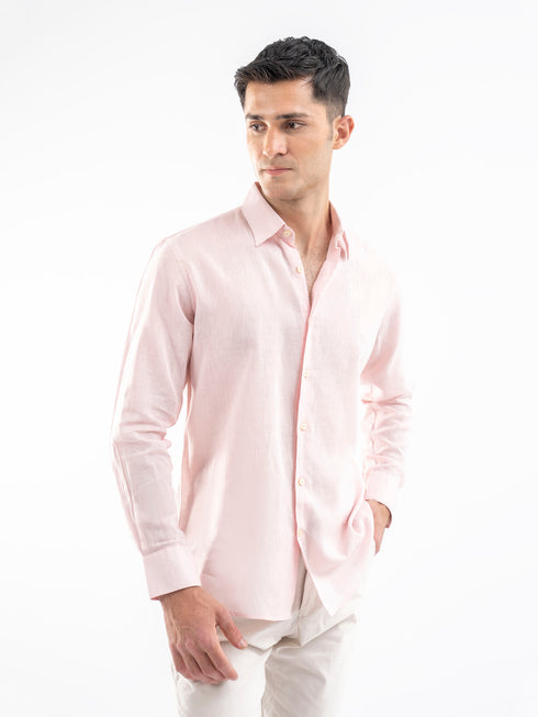 Pink Airy Linen Blended Shirt