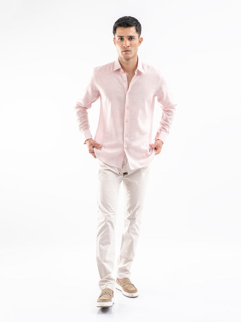 Pink Airy Linen Blended Shirt