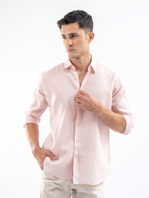 Pink Airy Linen Blended Shirt