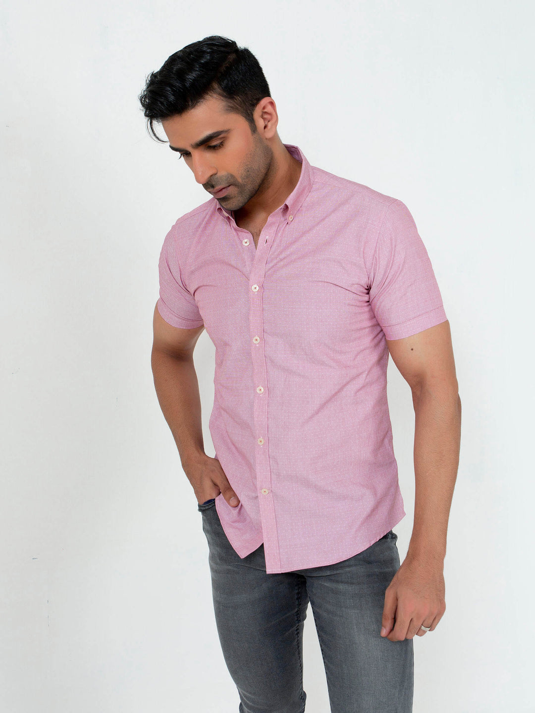 Pink Dobby Half Sleeve Shirt Brumano Pakistan