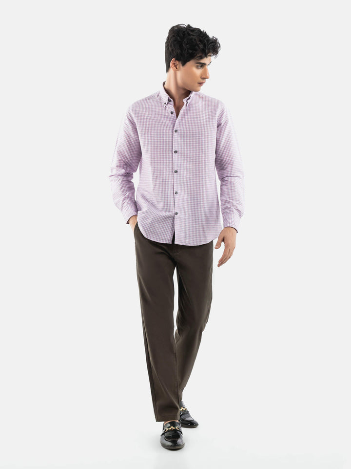 Pink Gingham 100% Linen Button Down Shirt Brumano Pakistan