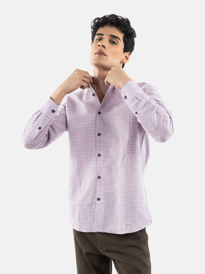 Pink Gingham 100% Linen Button Down Shirt Brumano Pakistan