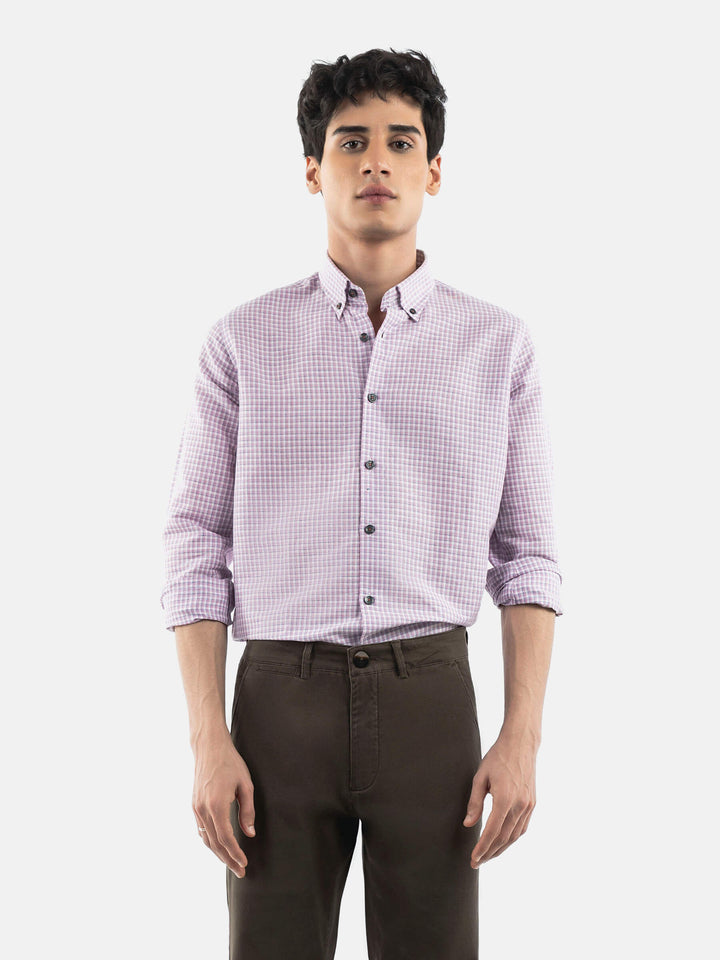 Pink Gingham 100% Linen Button Down Shirt Brumano Pakistan