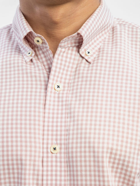 Pink Gingham Button Down Shirt Brumano Pakistan