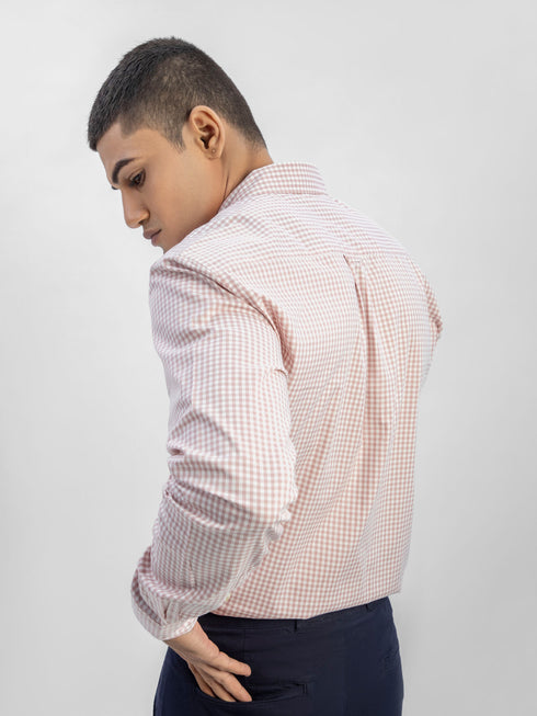 Pink Gingham Button Down Shirt Brumano Pakistan