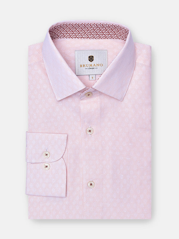 Pink Jacquard Structured Linen Shirt Brumano Pakistan