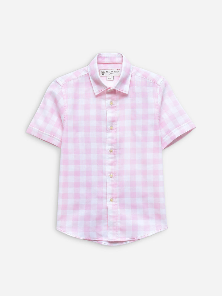 Pink Large Gingham Half Sleeve Casual Shirt Brumano Pakistan
