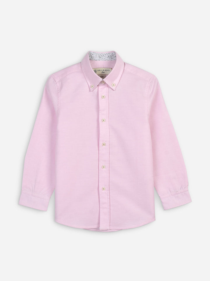 Pink Oxford Long Sleeve Casual Shirt With Detailing Brumano Pakistan