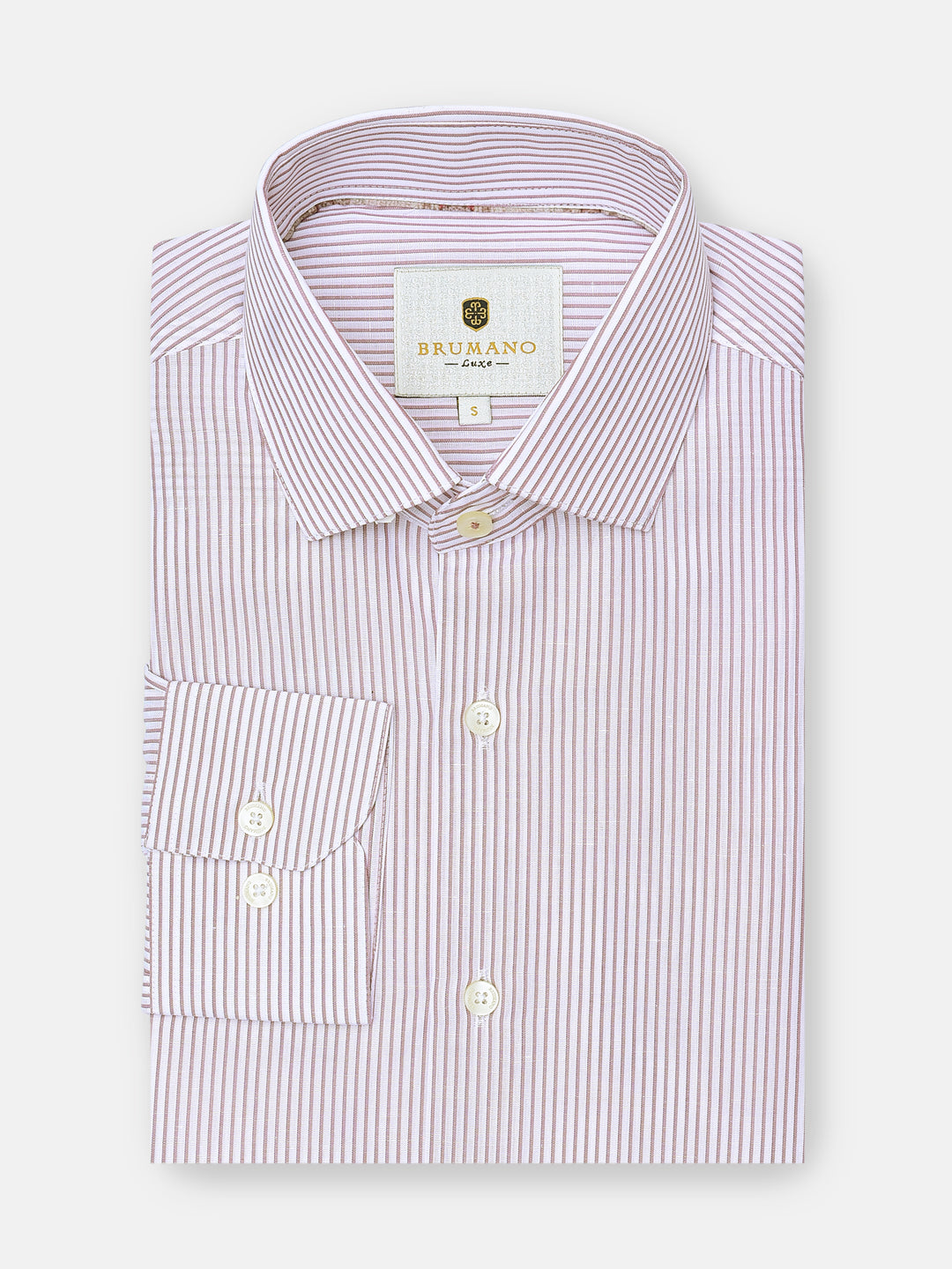 Pink pinstriped linen blended formal shirt brumano pakistan