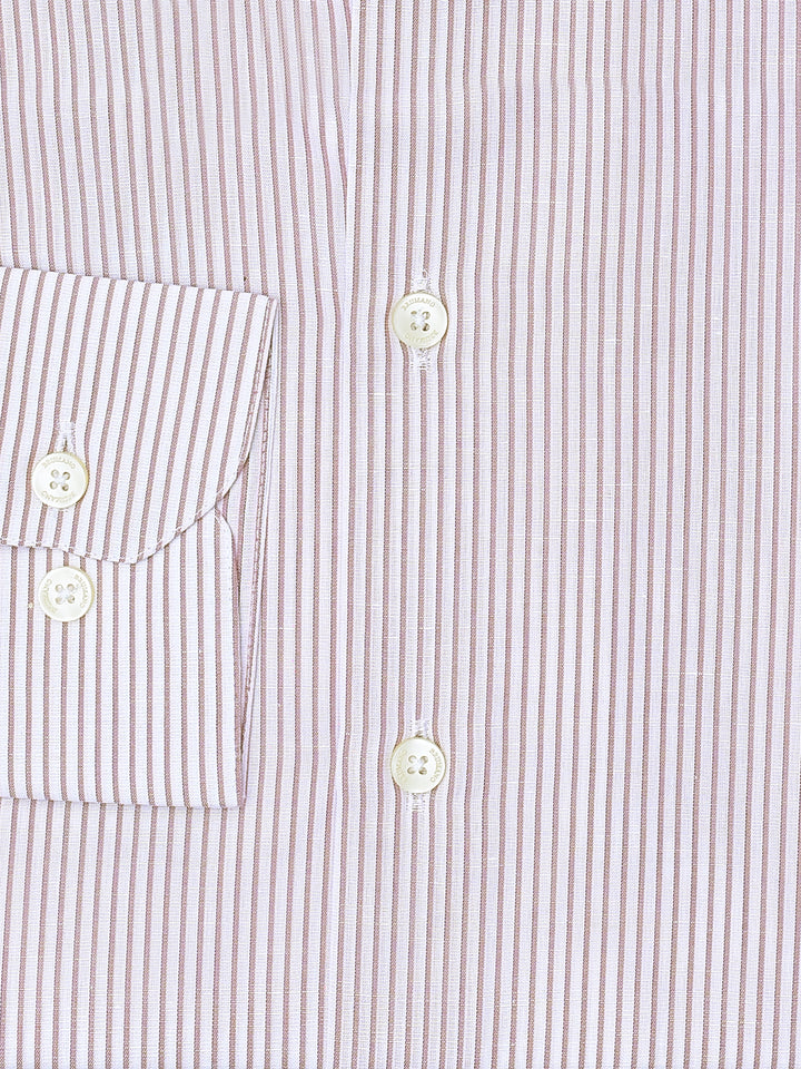 Pink Pinstriped Linen Blended Formal Shirt