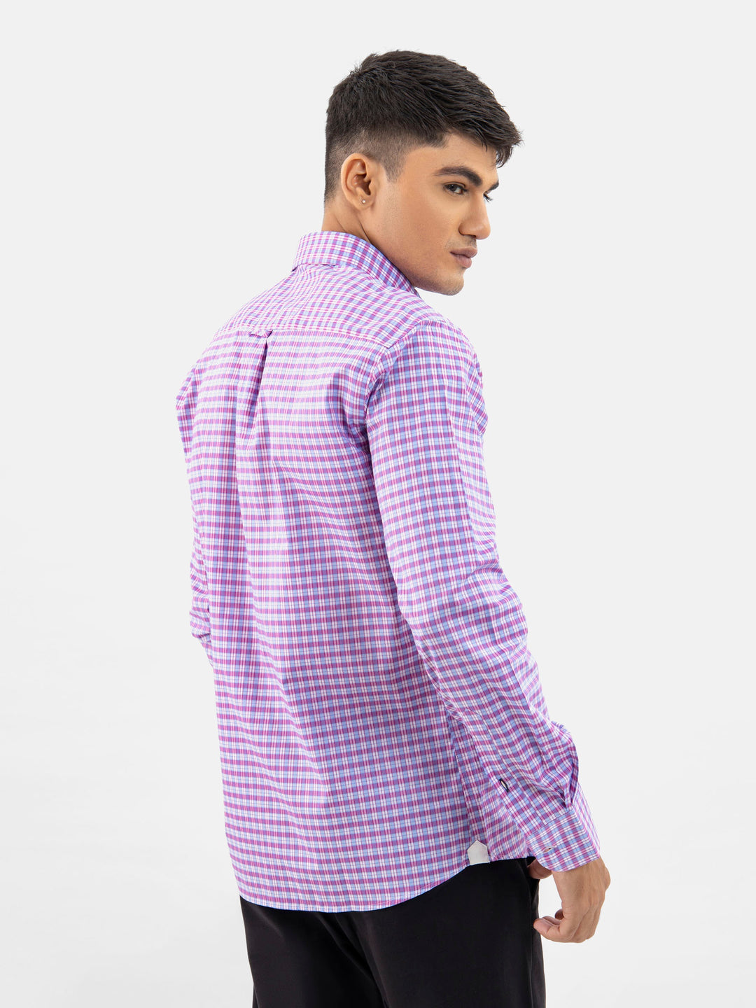 Pink & Blue Gingham Button Down Shirt Brumano Pakistan