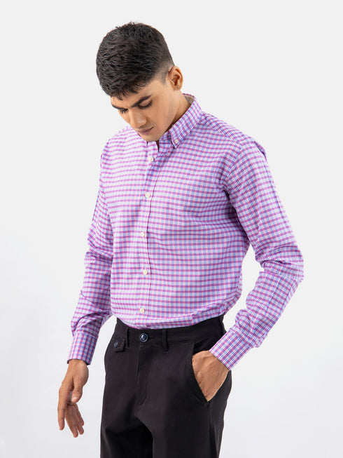 Pink & Blue Gingham Button Down Shirt Brumano Pakistan