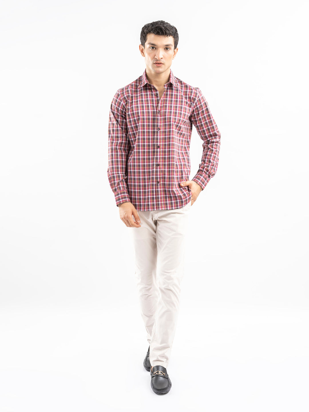 Pink & Brown Gingham Checkered Shirt