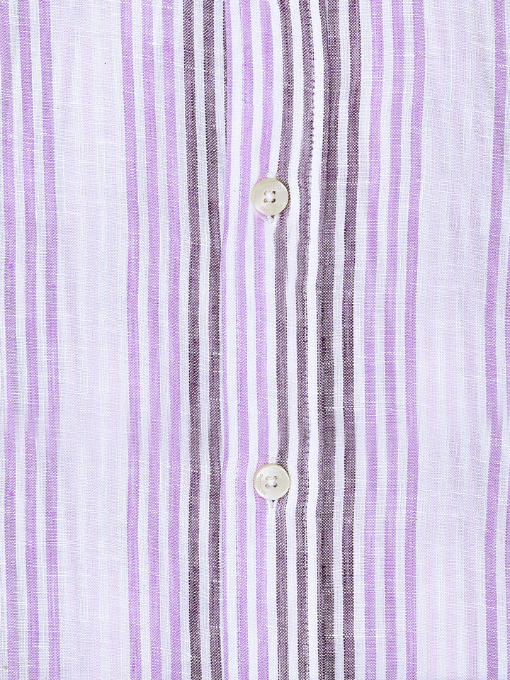 Pink & Purple 100% Linen Striped Shirt Brumano Pakistan