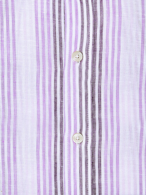 Pink & Purple 100% Linen Striped Shirt Brumano Pakistan