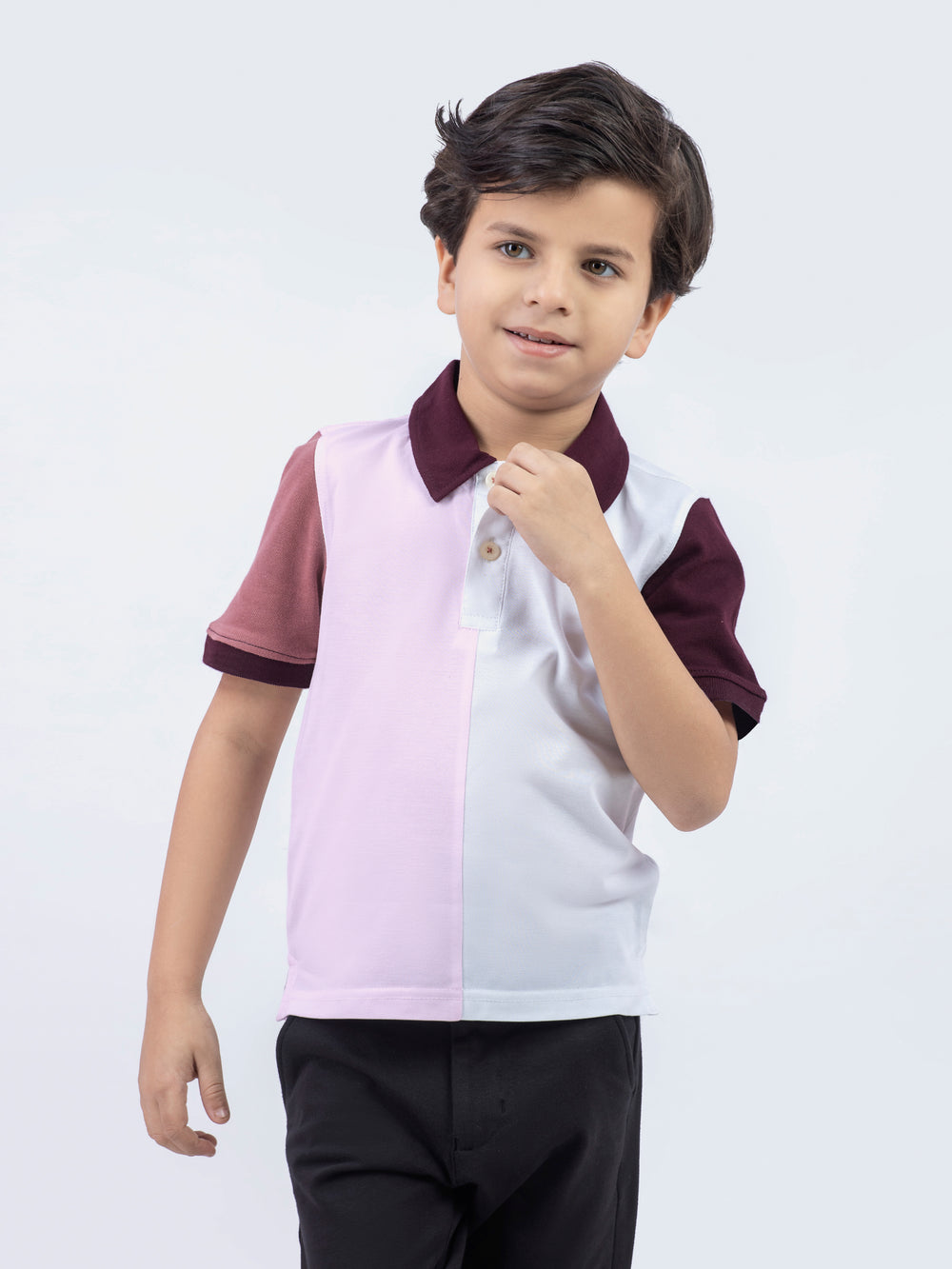 Pink & white two tone casual pique polo brumano pakistan