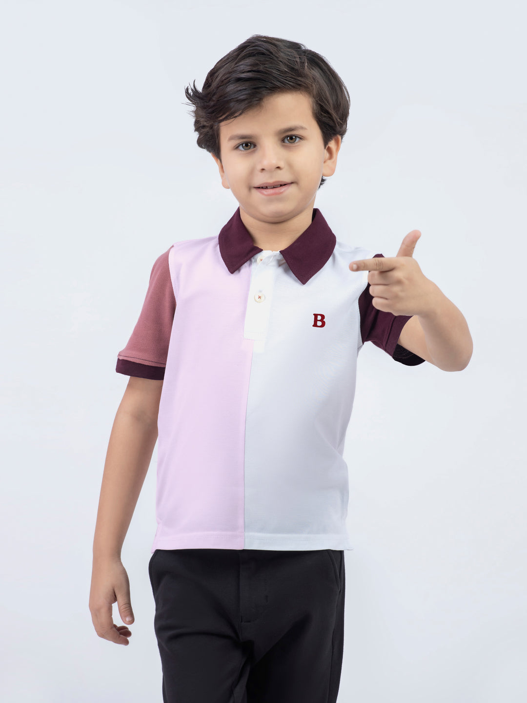 Pink & white two tone casual pique polo brumano pakistan