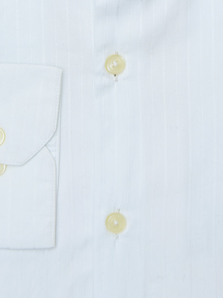 Plain White Striped Shirt With Cutaway Collar Brumano Pakistan