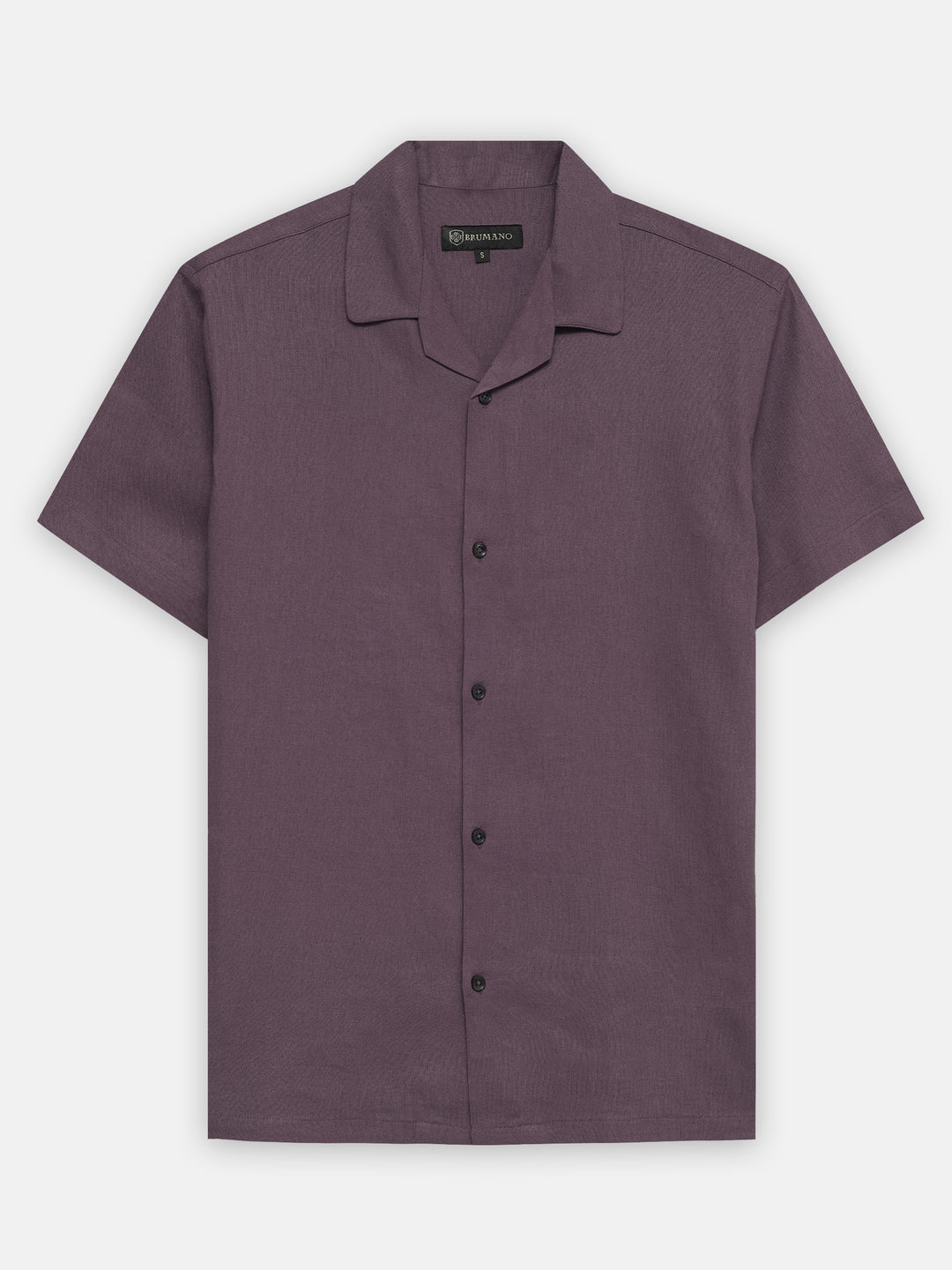 Purple linen half sleeve cuban collar shirt