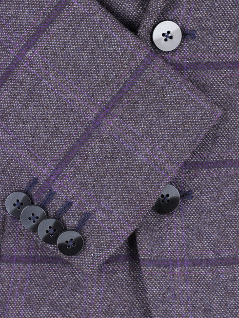 Purple Checkered Wool & Cashmere Blazer - Sartoria