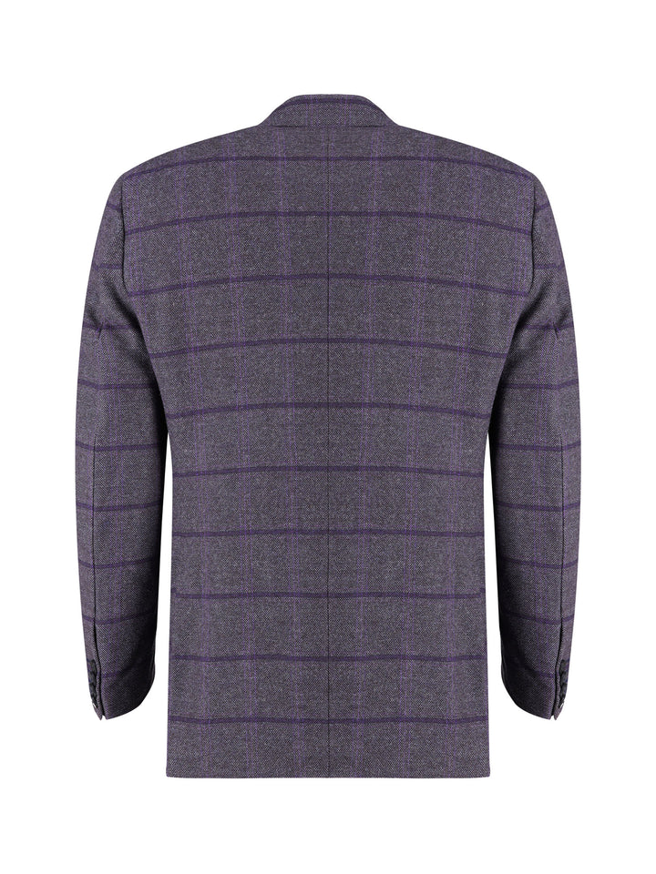 Purple Checkered Wool & Cashmere Blazer - Sartoria