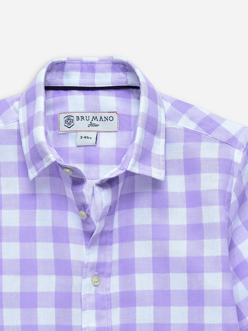 Purple Large Gingham Half Sleeve Casual Shirt Brumano Pakistan