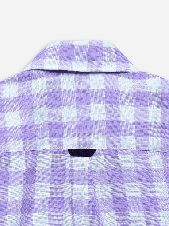 Purple Large Gingham Half Sleeve Casual Shirt Brumano Pakistan