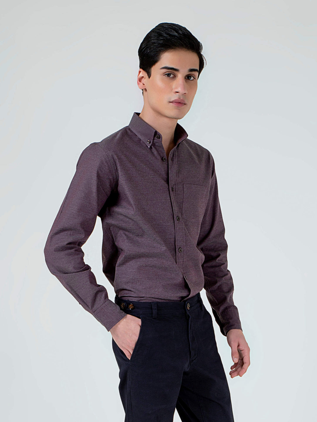 Purple Melange Button Down Shirt Brumano Pakistan