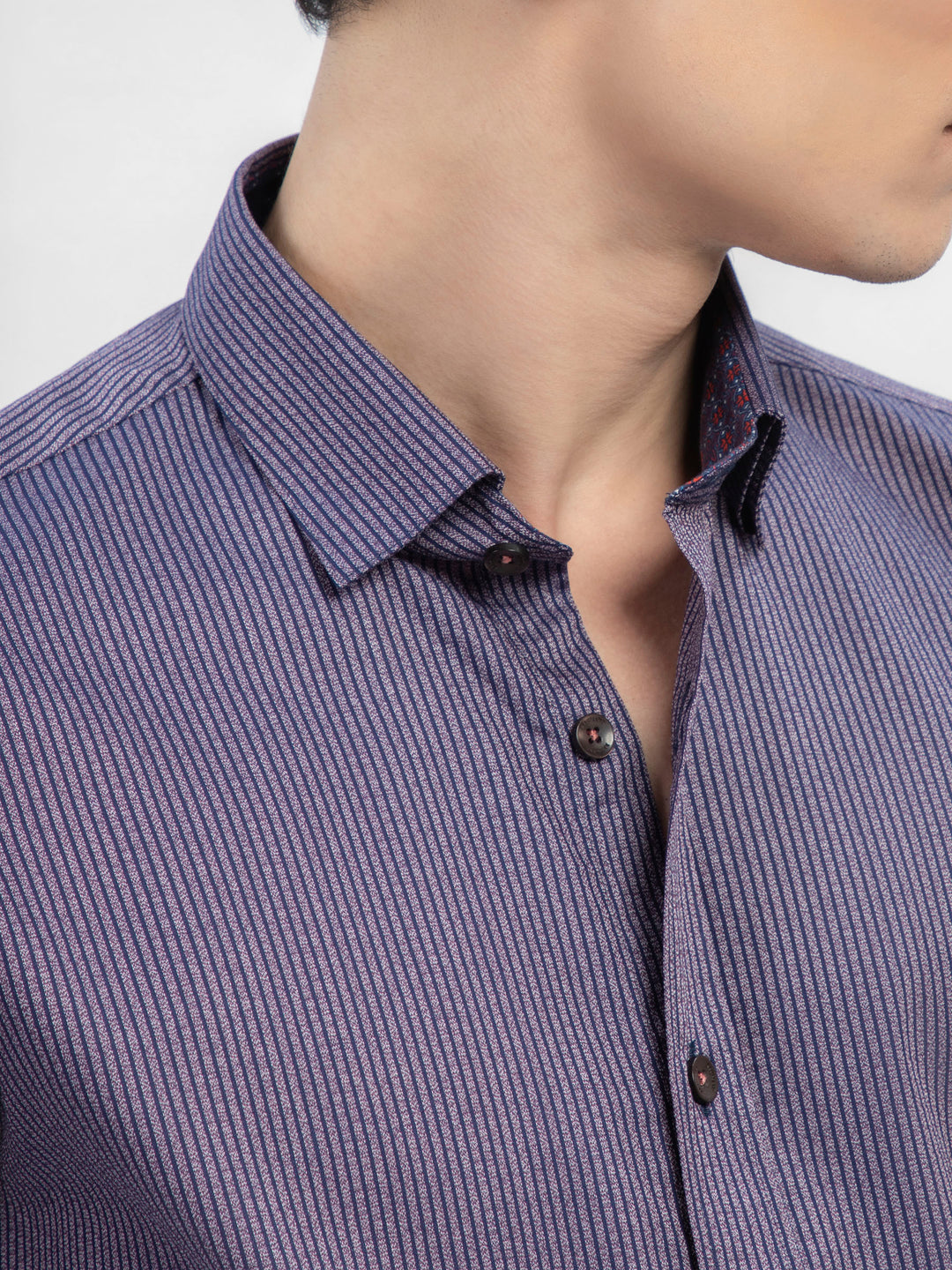 Purple Striped Shirt With Detailing
