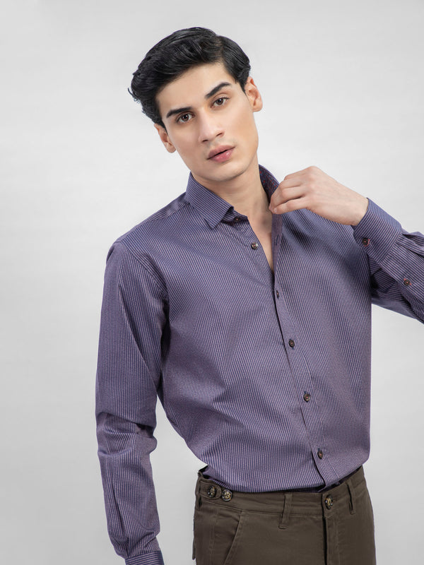 Purple Striped Shirt With Detailing