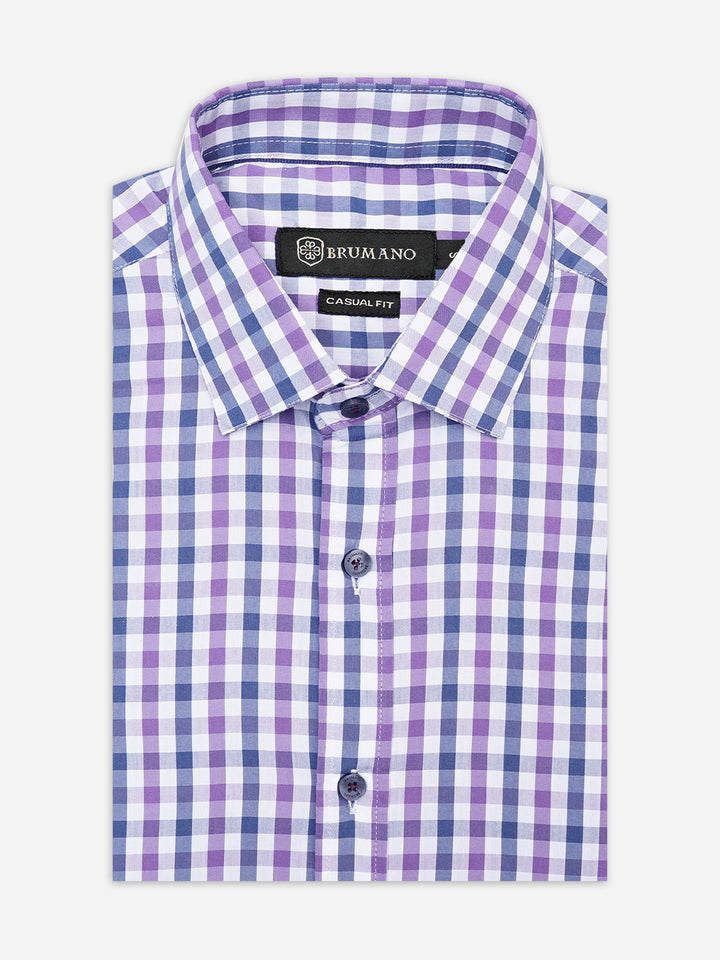 Purple & Blue Gingham Formal Shirt
