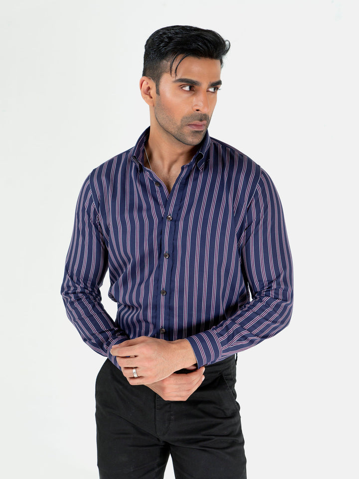 Purple & Navy Blue Striped Shirt Brumano Pakistan Brumano Pakistan