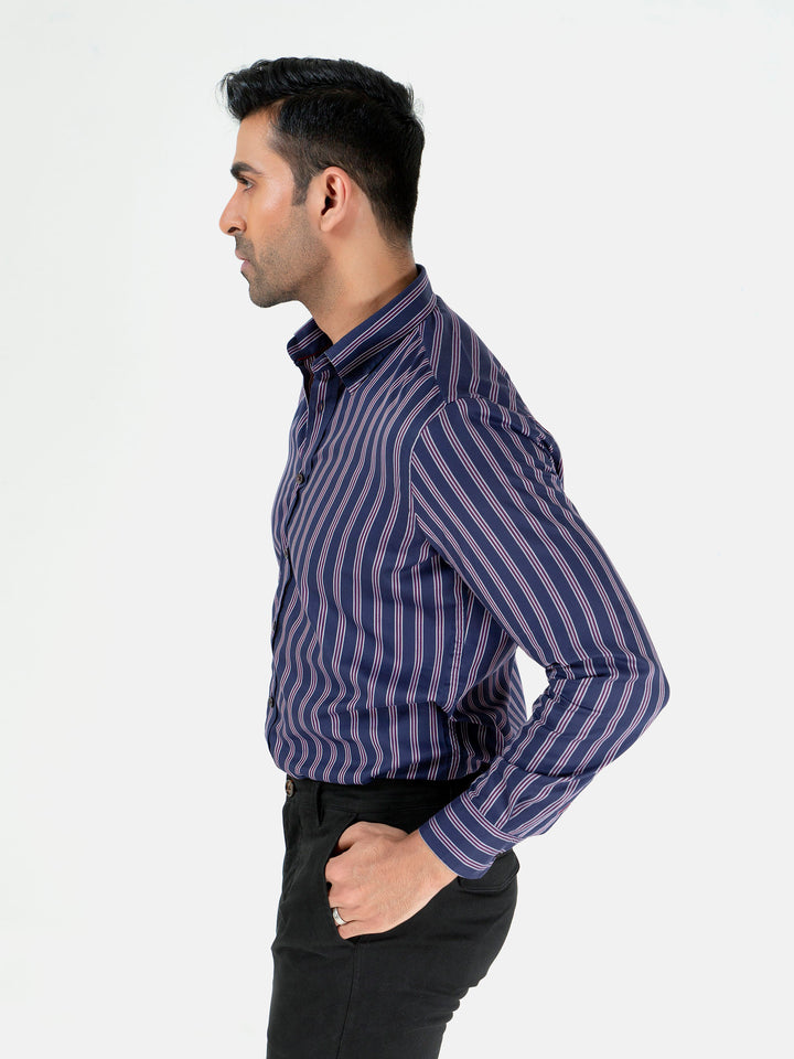 Purple & Navy Blue Striped Shirt Brumano Pakistan Brumano Pakistan