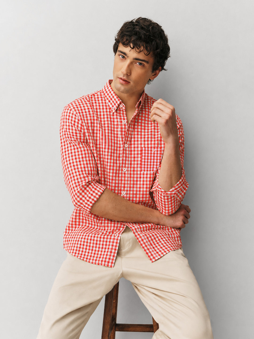 Red Bold Gingham Checkered Shirt