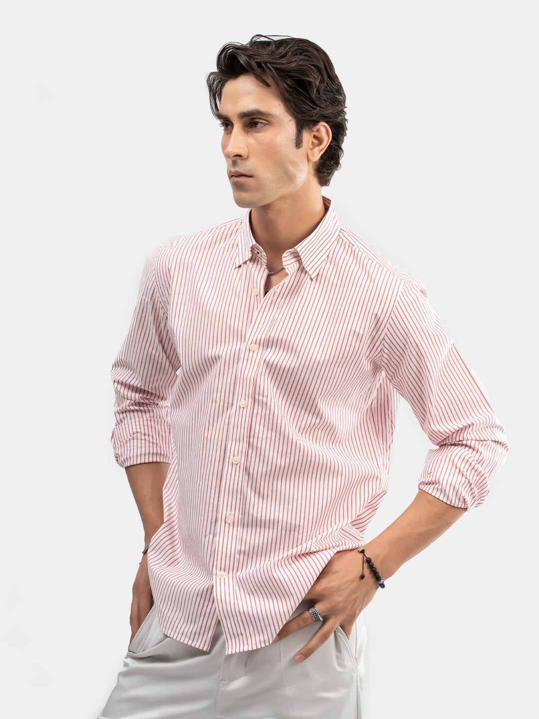 Red white striped formal shirt brumano pakistan2