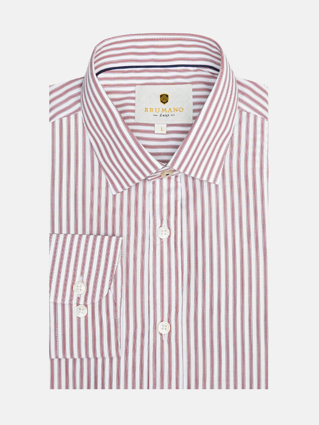 Red & White Striped Formal Shirt - Luxe