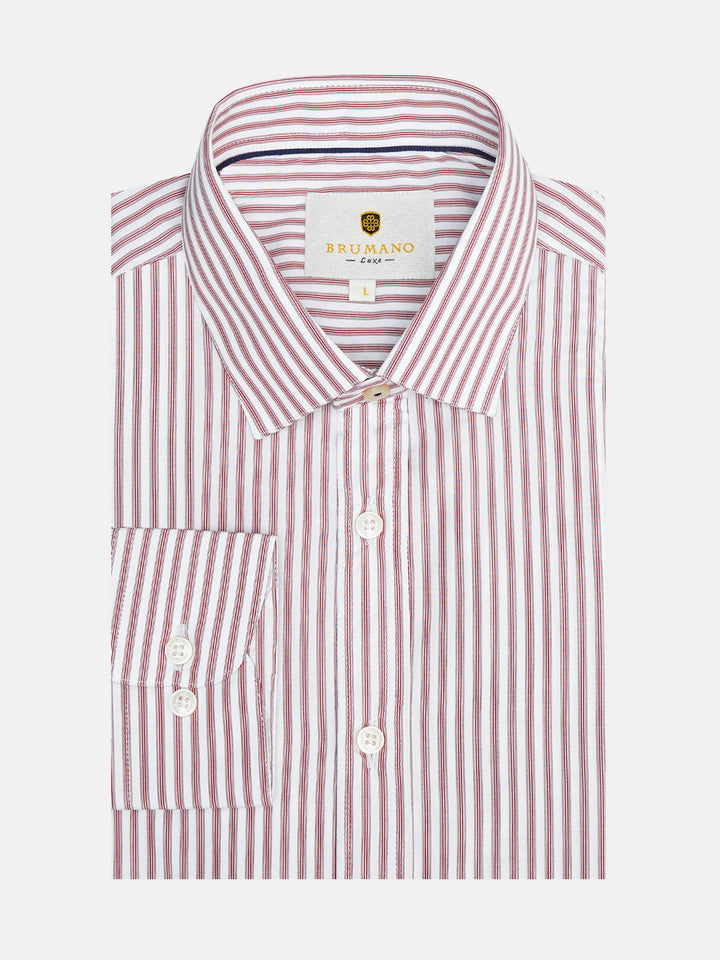 Red & White Striped Formal Shirt - Luxe