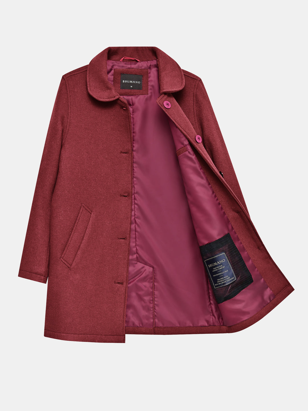 Red Wool Blended Long Coat - Women